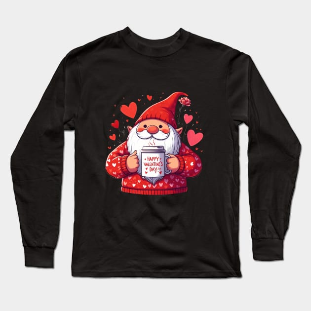 Valentine Gnomes Valentines Day 2024 Long Sleeve T-Shirt by BukovskyART